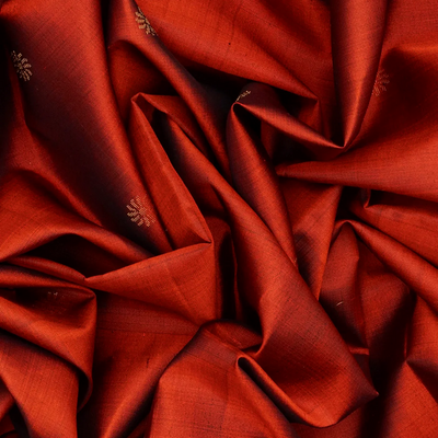 Crimson Soft Silk Saree With Floral Zari Buttas-Crimson