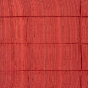 Taupe Handloom Tussar Silk Saree With Printed Crimson Floral Motifs