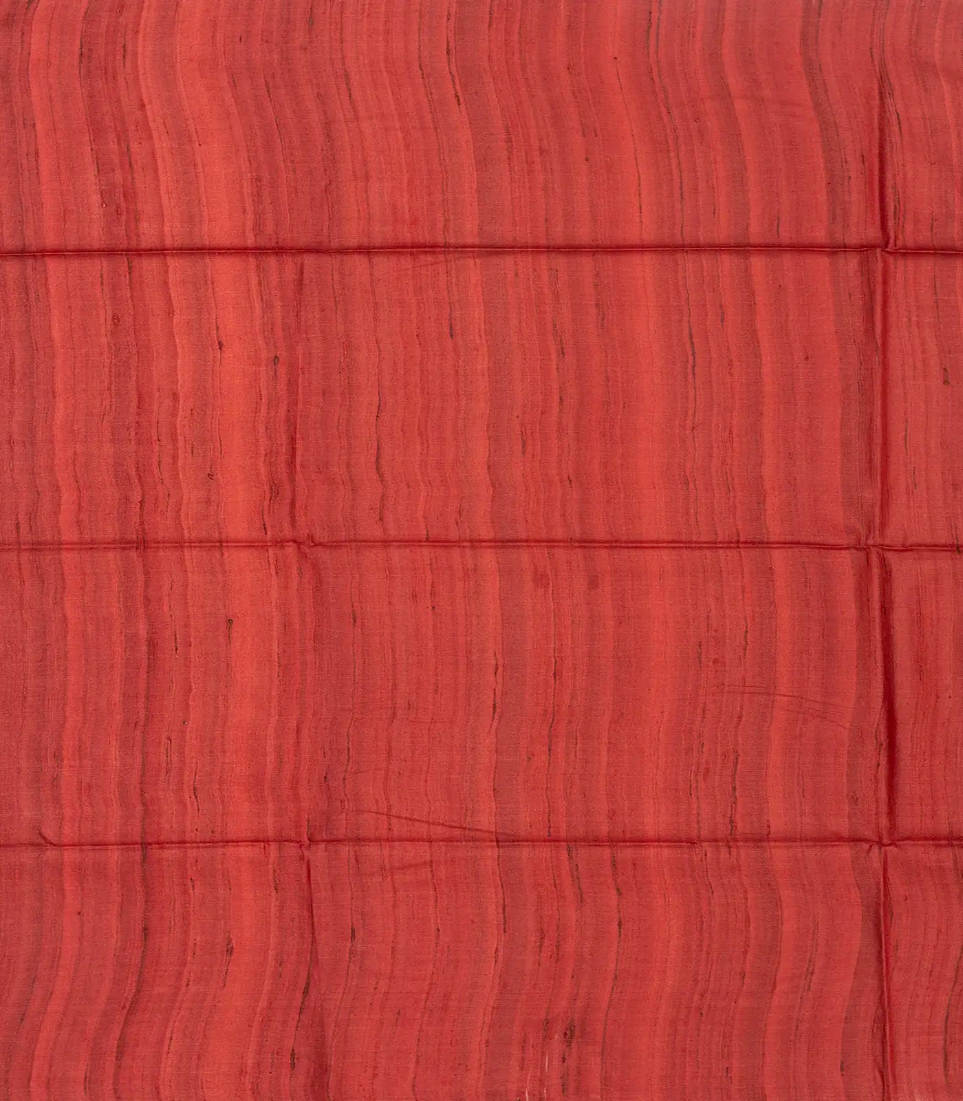 Taupe Handloom Tussar Silk Saree With Printed Crimson Floral Motifs