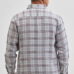 Light Brown Slub Textured Checks Shirt