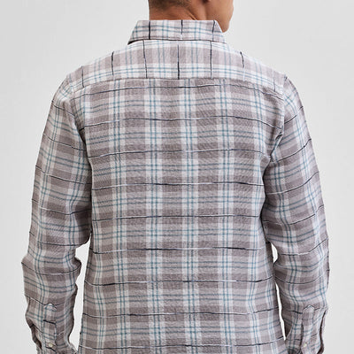 Light Brown Slub Textured Checks Shirt