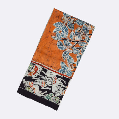 Blue Handloom Printed Silk Saree With Printed Lord Krishna Motifs