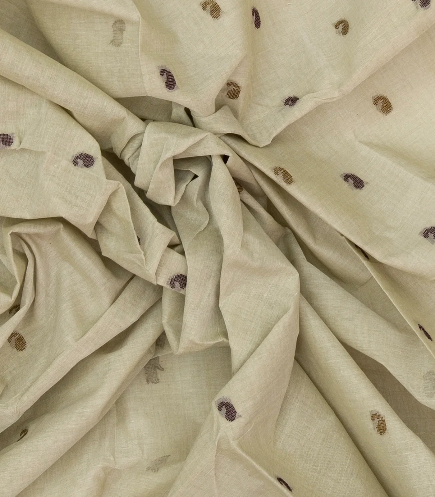 Taupe Bengal Cotton Saree With Mango Motifs