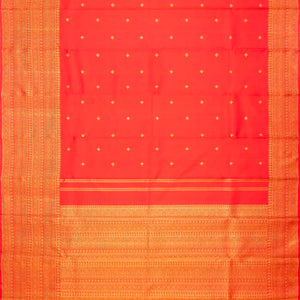 Red Handloom Kanchipuram Silk Saree With Diamond Buttas