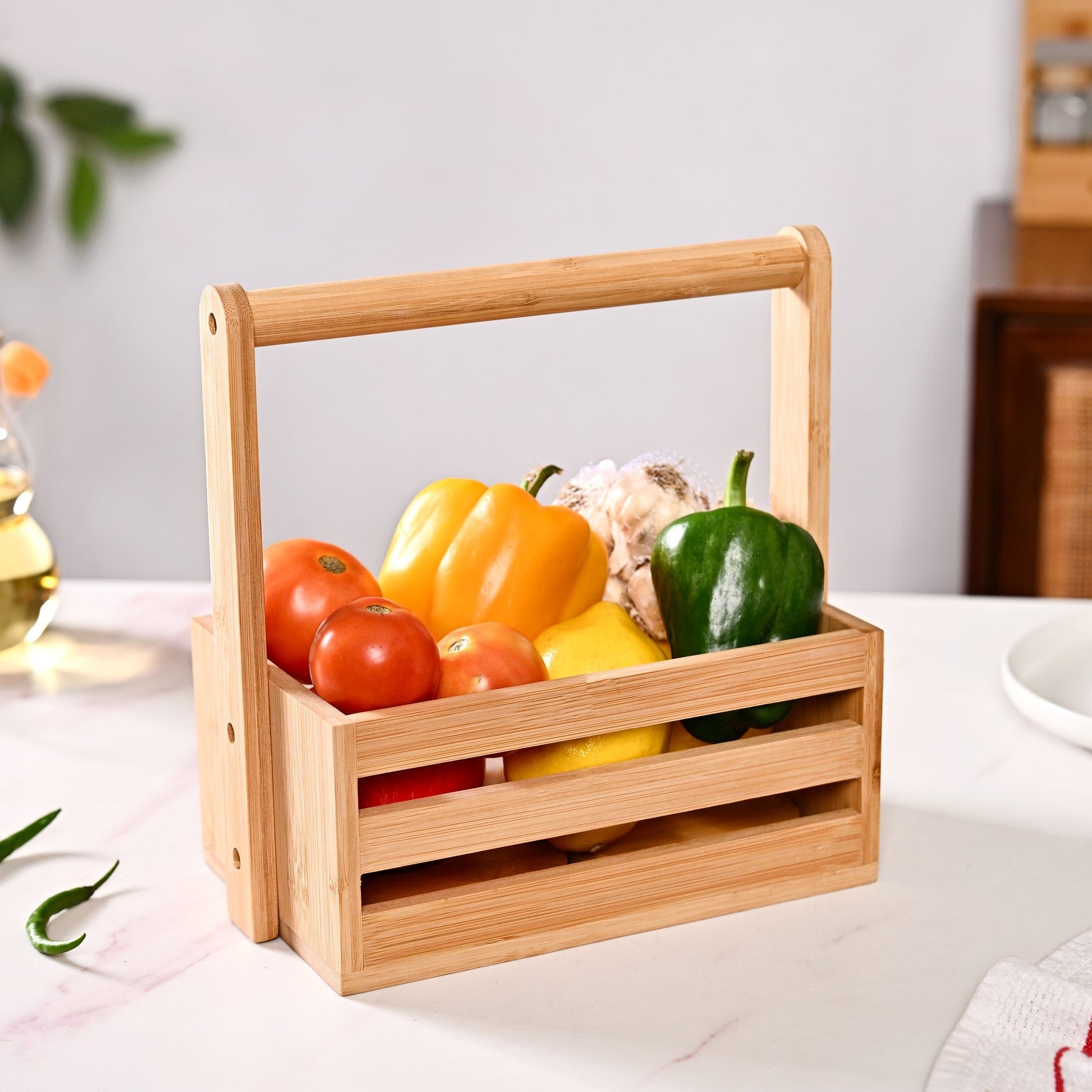 Natural Bamboo Crate Caddy