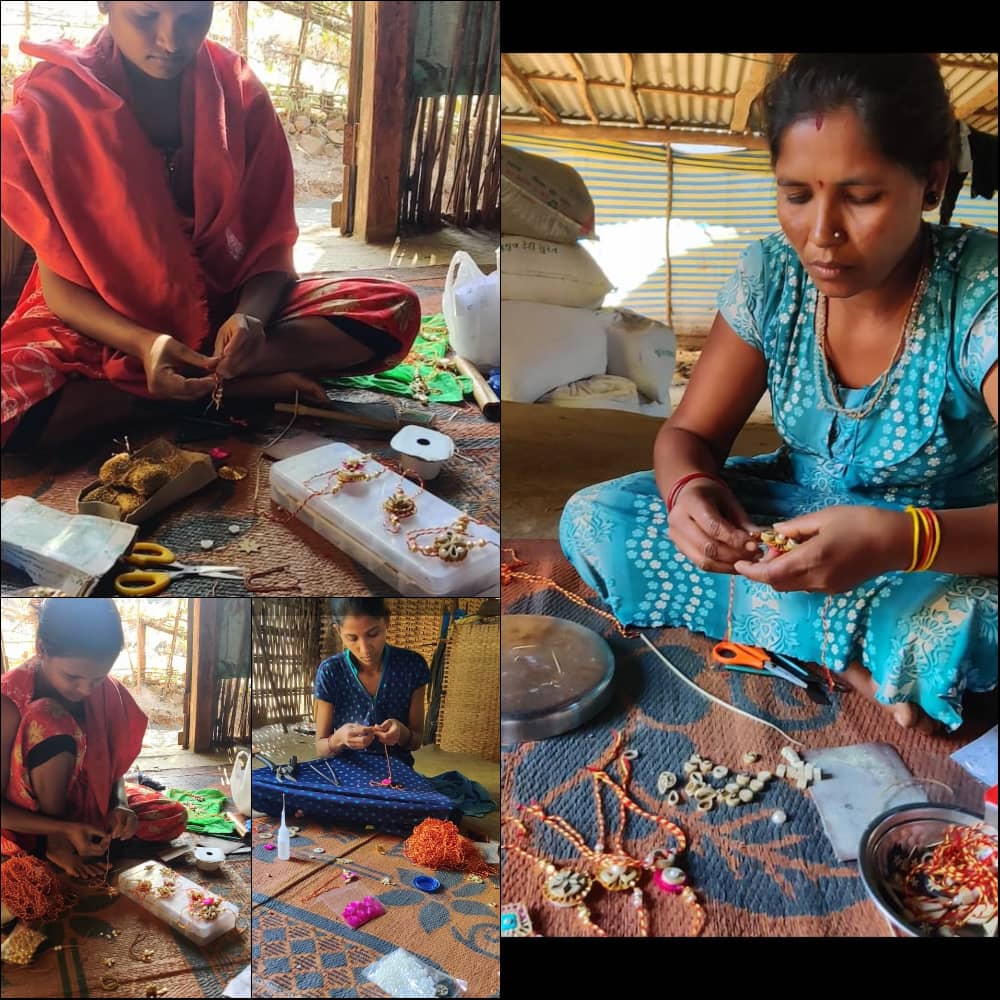 2 Squares - Handmade Bamboo Craft Beadwork Rakhi by Baansuli 23