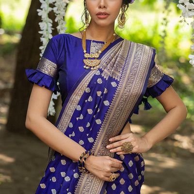 Admiral Blue Banarasi Butti Saree
