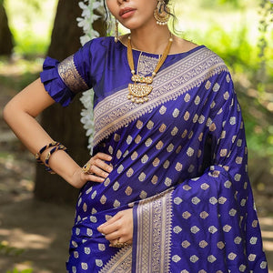 Admiral Blue Banarasi Butti Saree