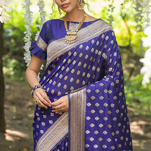 Admiral Blue Banarasi Butti Saree