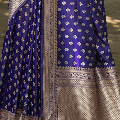 Admiral Blue Banarasi Butti Saree