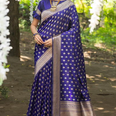 Admiral Blue Banarasi Butti Saree