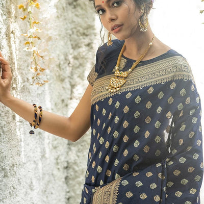 Denim Blue Banarasi Butti Saree