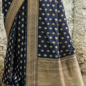 Denim Blue Banarasi Butti Saree