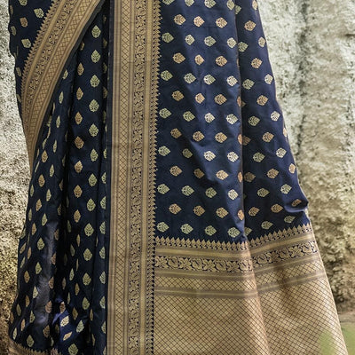 Denim Blue Banarasi Butti Saree