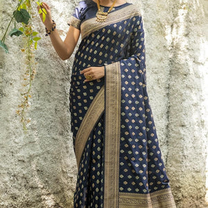 Denim Blue Banarasi Butti Saree