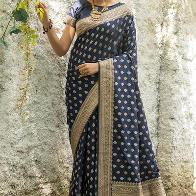 Denim Blue Banarasi Butti Saree