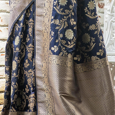 Denim Blue Banarasi Saree
