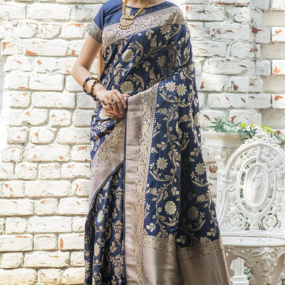 Denim Blue Banarasi Saree