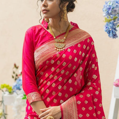 Hot Pink Banarasi Butti Saree