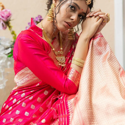 Hot Pink Banarasi Butti Saree