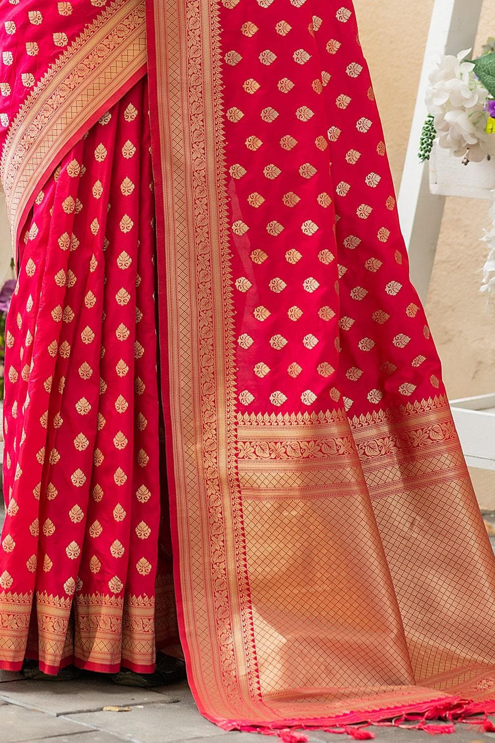 Hot Pink Banarasi Butti Saree