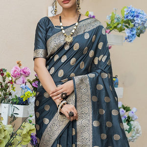 Iron Grey Zari Butta Saree