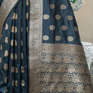 Iron Grey Zari Butta Saree