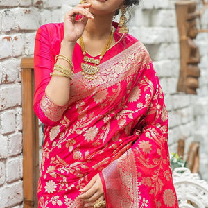 Magenta Pink Banarasi Saree
