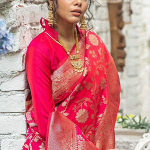 Magenta Pink Banarasi Saree
