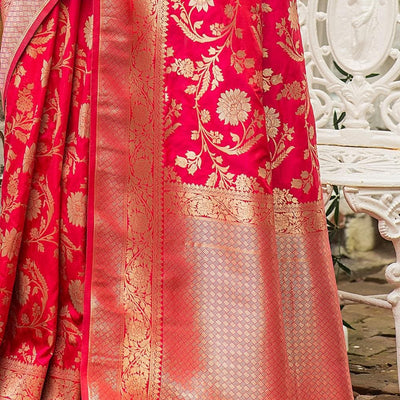 Magenta Pink Banarasi Saree