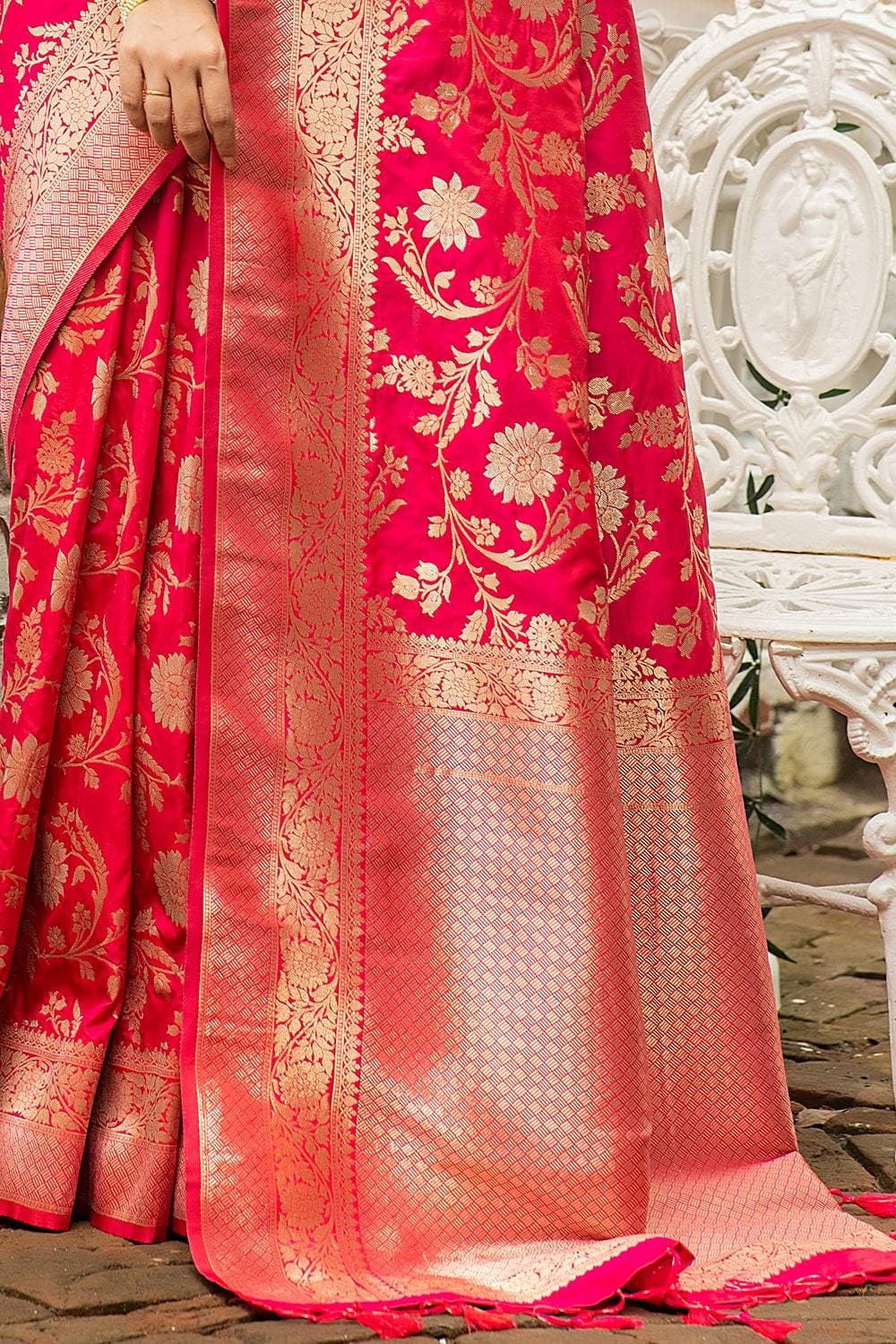 Magenta Pink Banarasi Saree