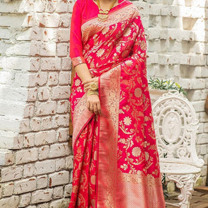Magenta Pink Banarasi Saree