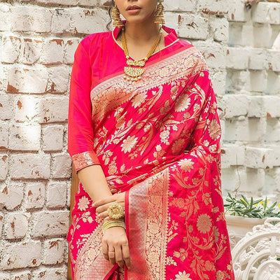 Magenta Pink Banarasi Saree