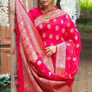 Magenta Pink Zari Butta Saree