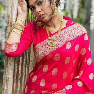Magenta Pink Zari Butta Saree