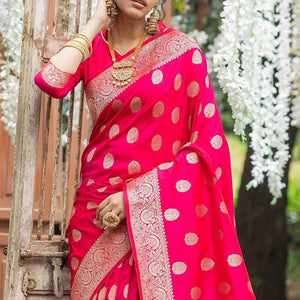 Magenta Pink Zari Butta Saree