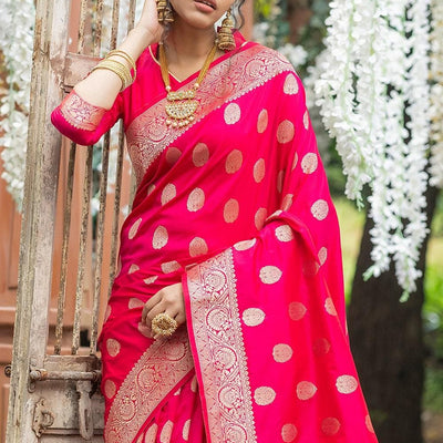 Magenta Pink Zari Butta Saree