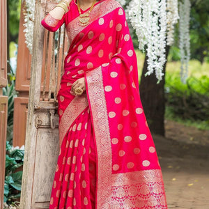 Magenta Pink Zari Butta Saree