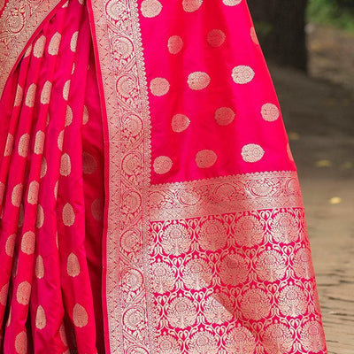 Magenta Pink Zari Butta Saree