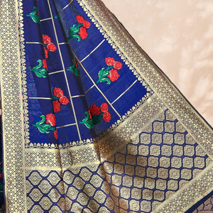 Navy Blue Banarasi Saree