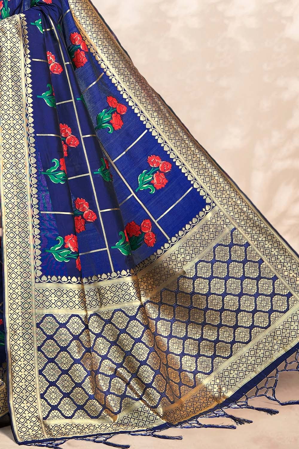 Navy Blue Banarasi Saree