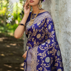 Navy Blue Banarasi Saree
