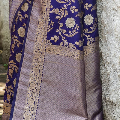 Navy Blue Banarasi Saree