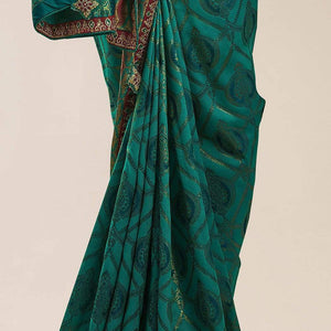Pine Green Tanchoi Banarasi Saree