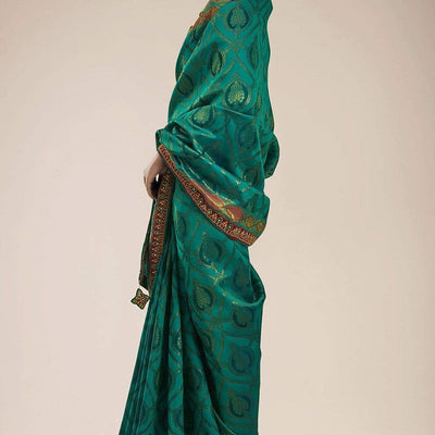 Pine Green Tanchoi Banarasi Saree