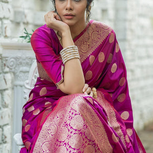 Rhubarb Purple Zari Butta Saree