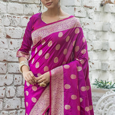 Rhubarb Purple Zari Butta Saree