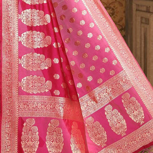 Ruby Red Printed Banarasi Saree