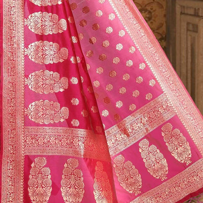 Ruby Red Printed Banarasi Saree