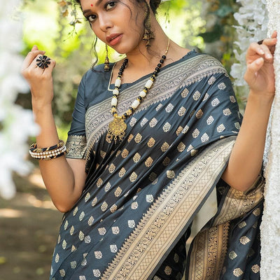 Shadow Grey Banarasi Butti Saree